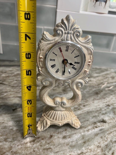 Painted Cast Iron Quartz Desk Clock Works Vintage