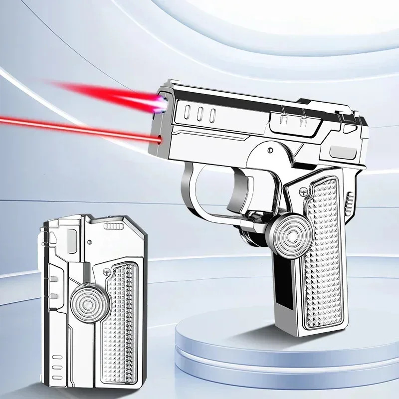Multi Functional Folding Dual Form Decompression Gyro Gun Shaped Lighter with Cr