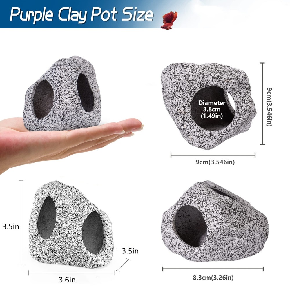 Ameliade Aquarium Decorations Cave Fish Tank Medium (1 Piece), Stone