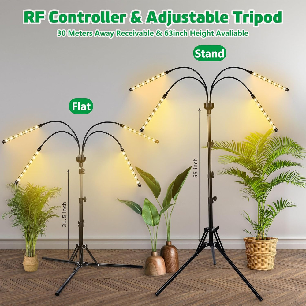 Full Spectrum LED Grow Light with Adjustable Tripod and Remote Control Timer