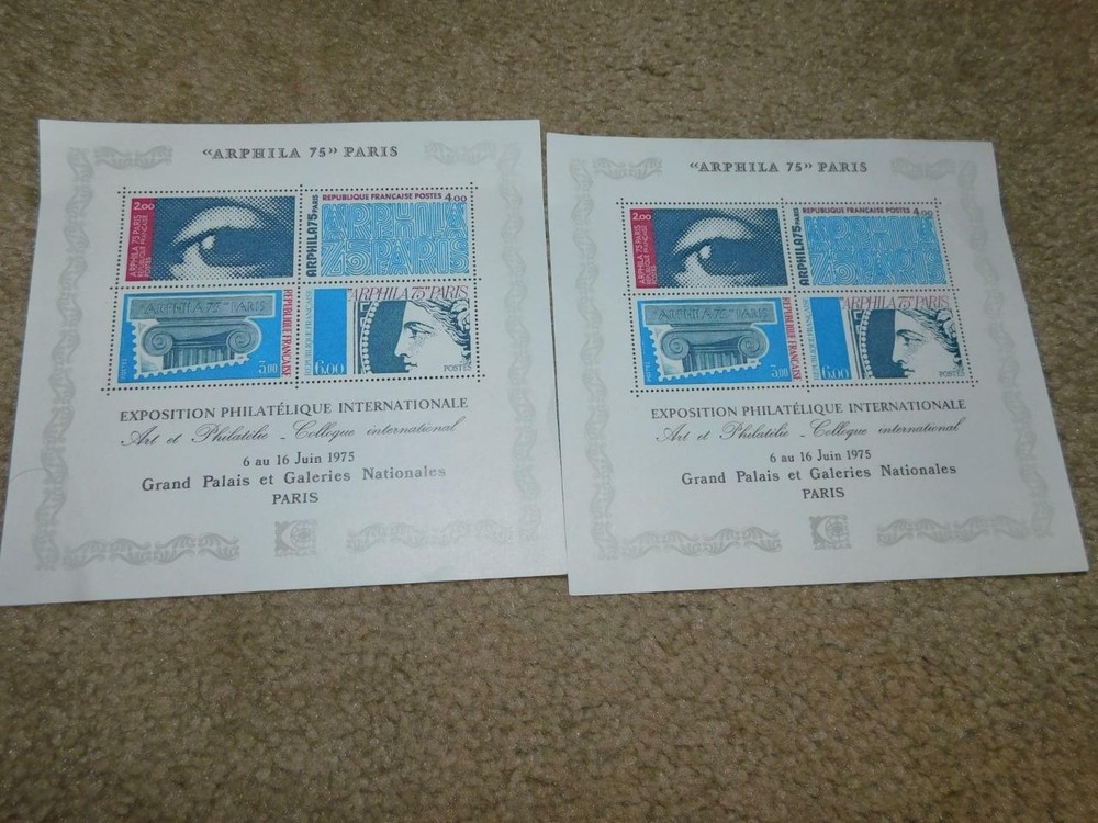 FRANCE-1975 ARPHILA EXPO MINI SHEETS (2) MINT NEVER HINGED