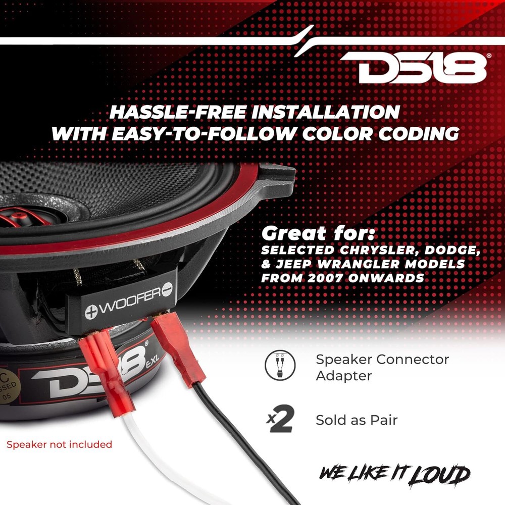 DS18 4x 4" Midrange Loudspeaker with Speaker Connector Adapter - 4 Speakers
