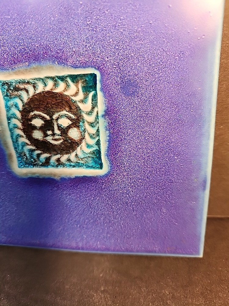 Michael Cohen Art Pottery Hot Plate Tile Wall Hanging Celestial Sun Face