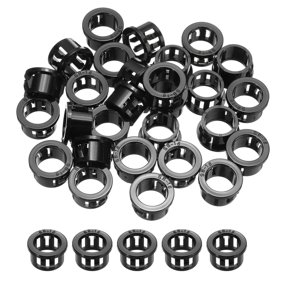 48pcs Wire Grommet, 15.8mm Mounting Dia Plastic Grommets Cable Hose Snap, Black