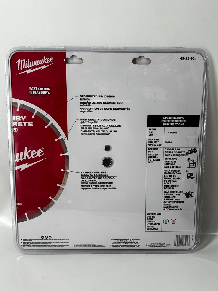 Milwaukee 49-93-9314 Segmented Masonry / Concrete Blades