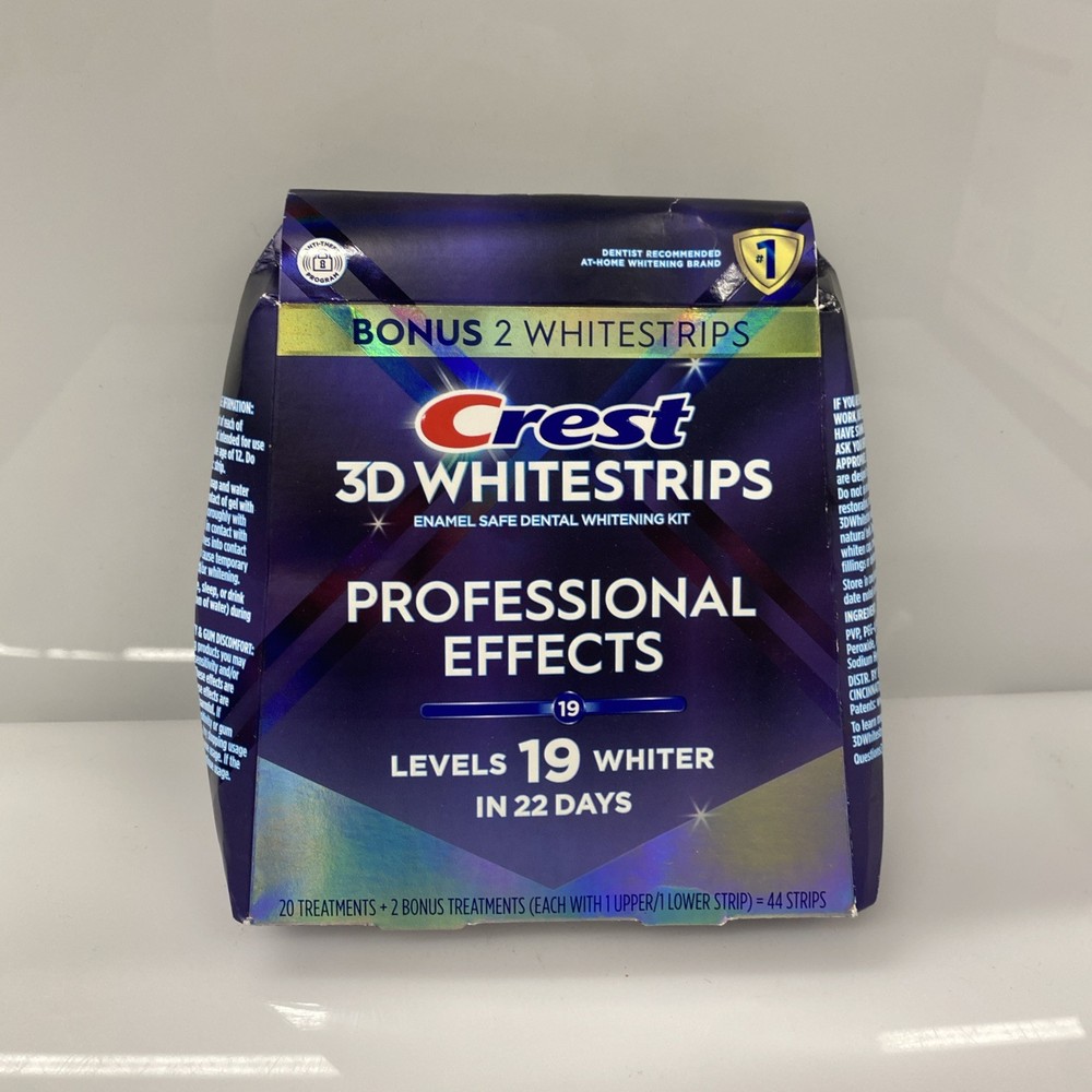 Crest 3D Whitestrips 19Levels Professional Effects 20 Strips +2 Bonus -Open Box