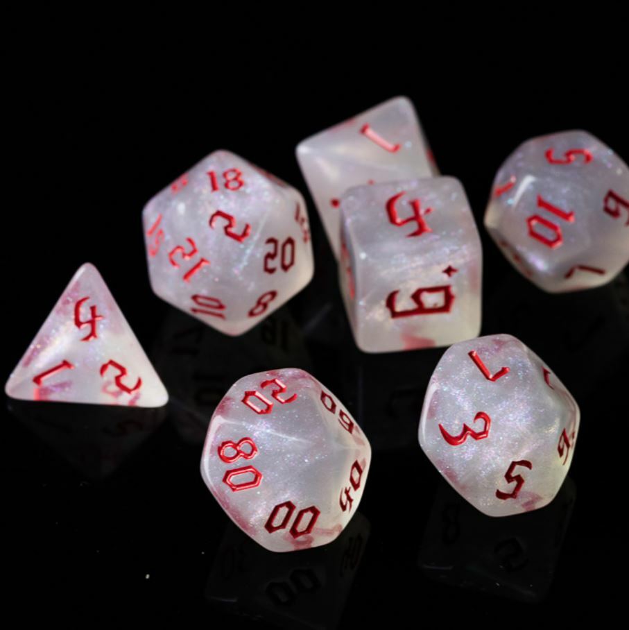 Cool Red Orcish Script Dice Set RPG DnD Dungeons Dragons AD&D Pathfinder