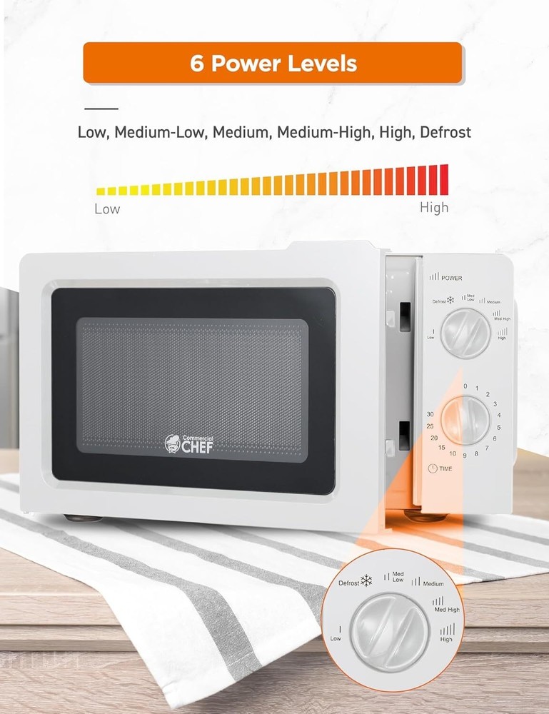 Countertop Microwave with 30 Minute Timer and Mechanical Dial Controls Kitchen