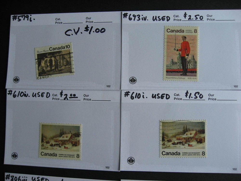 CANADA all different varieties group, 17 sales cards, unverified,mixed condition