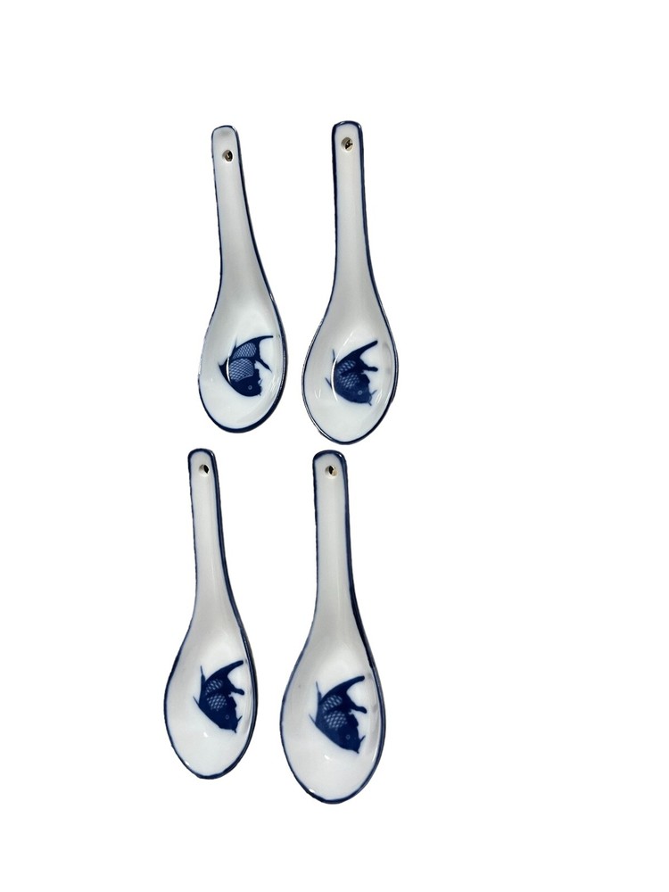 4 Misty Rose Super White Koi Carp Soup Dumpling Spoons