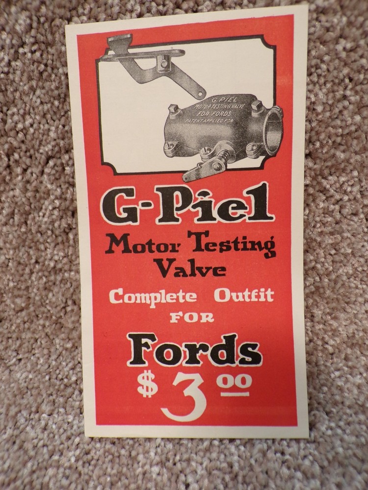 1923 G-Piel Ford Motor Testing Valve Brochure,Ad, w/Envelope