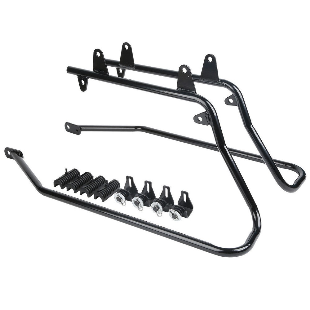 Black/Chrome Saddlebags Conversion Brackets For Harley Softail Fatboy 1984-2017