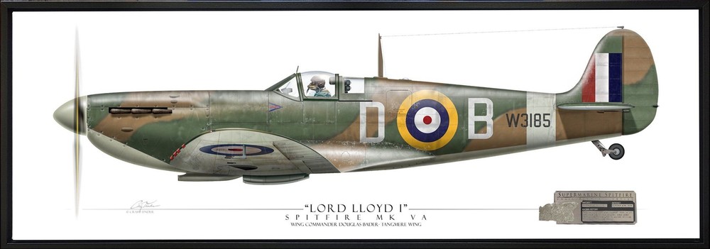Supermarine Spitfire MkVB - Douglas Bader - Framed Panoramic Print