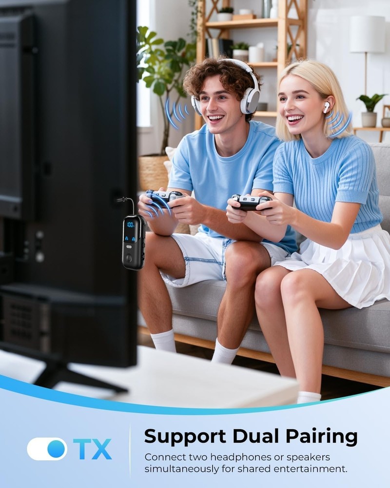 Bluetooth 5.4 Transmitter Receiver, 2-in-1 Wireless Transmitter for Airplane,...