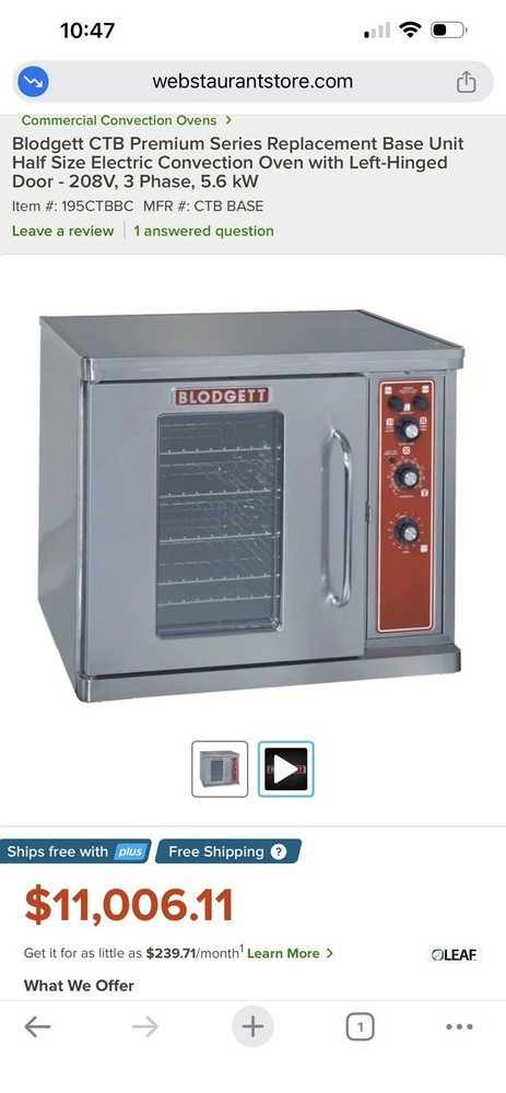 Blodgett commercial conventional oven