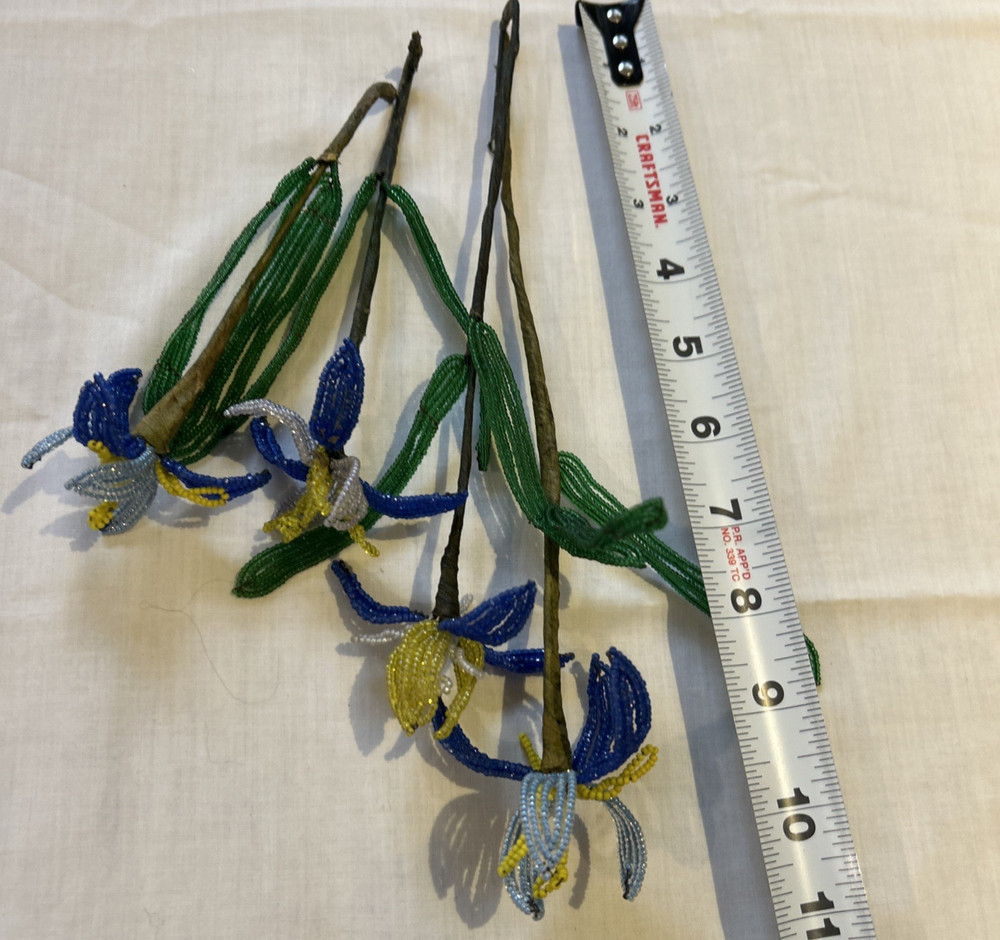 Vintage French Seed Bead Flowers