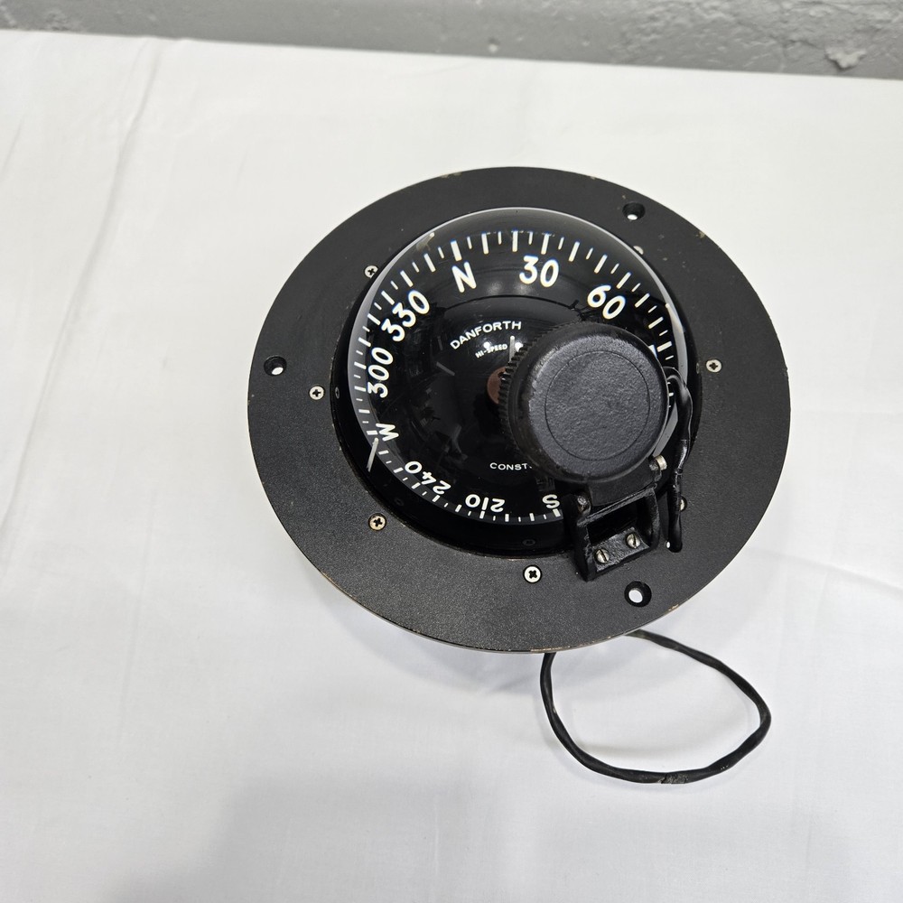 Vtg Danforth Constellation Dash Mount Compass 5" Card Red LED Light High Speed