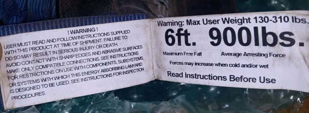 FallTech ElasTech 6' Double Lanyard Steel Hooks 100% Tie-Off Y-LEG Preowned
