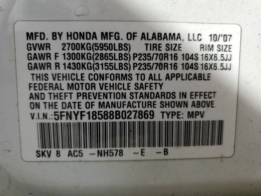 PILOT 2008 Cruise Speed Regulator OEM