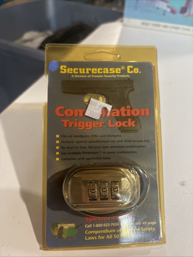 NOS SECURECASE Trigger Lock Set Heavy Duty 3 Digit Combination Lock for Handguns
