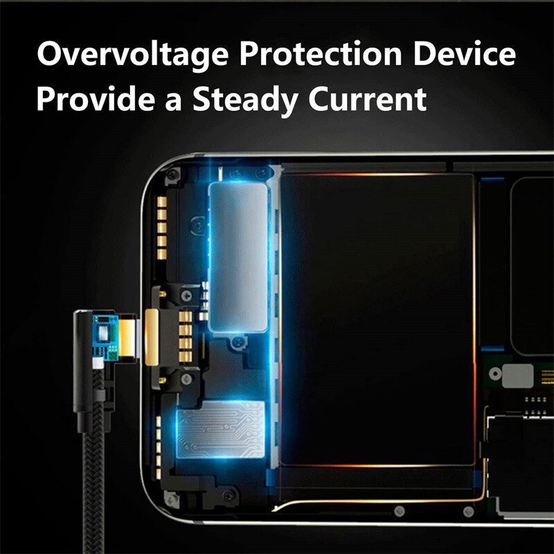 2 PACK 90 Degree Angle USB-C to USB-C Charger Cable Fast Charging Type Sync Cord