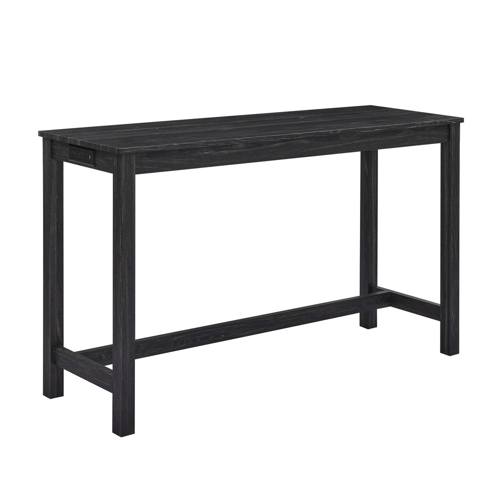 A 4-piece set, a sofa table with power sockets, and 3 upholstered stools