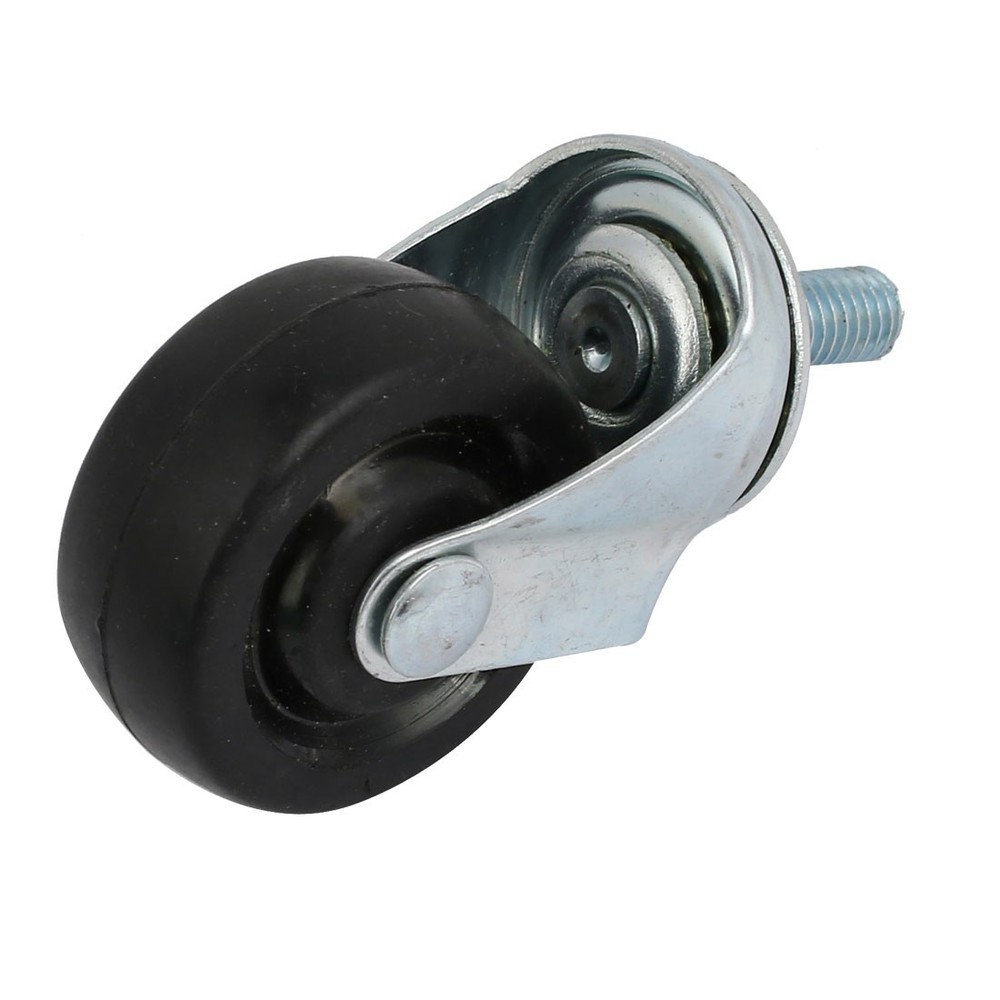 M8x15mm Thread 1.5mm Dia Rubber Wheel Caster Roller 4pcs