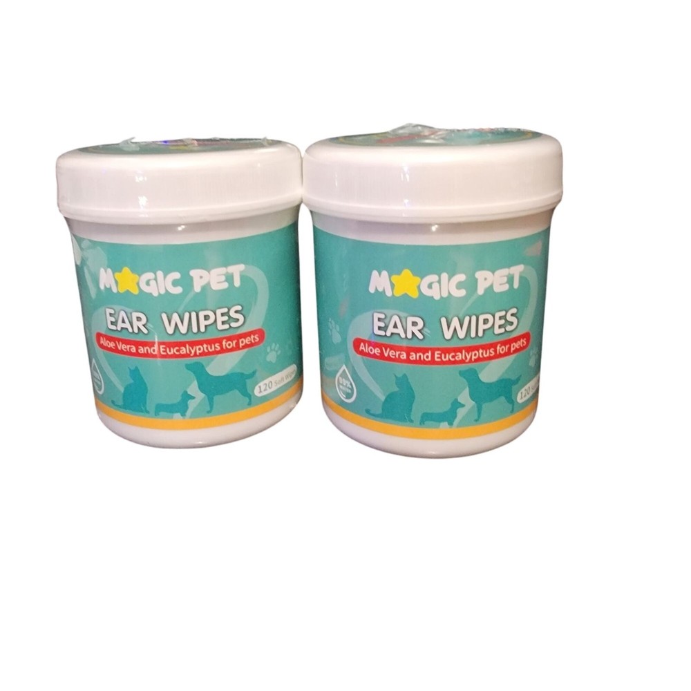 Magic Pet Ear Wipes Aloe Vera & Eucalyptus For Pets 120pcs 2 Pack