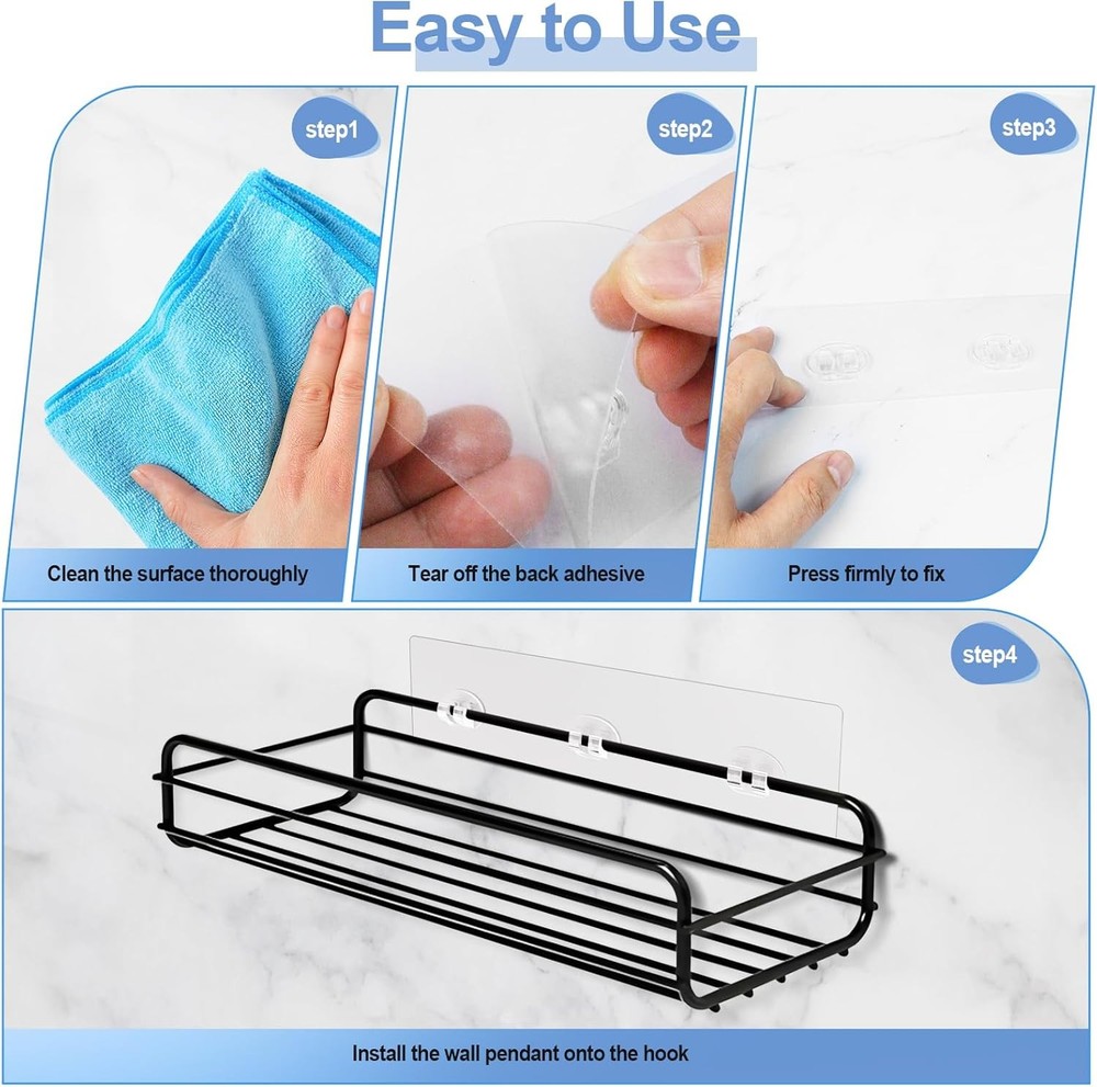 Shower Caddy Adhesive Replacement, Strong Shelf Adhesive,2 Pack Clear