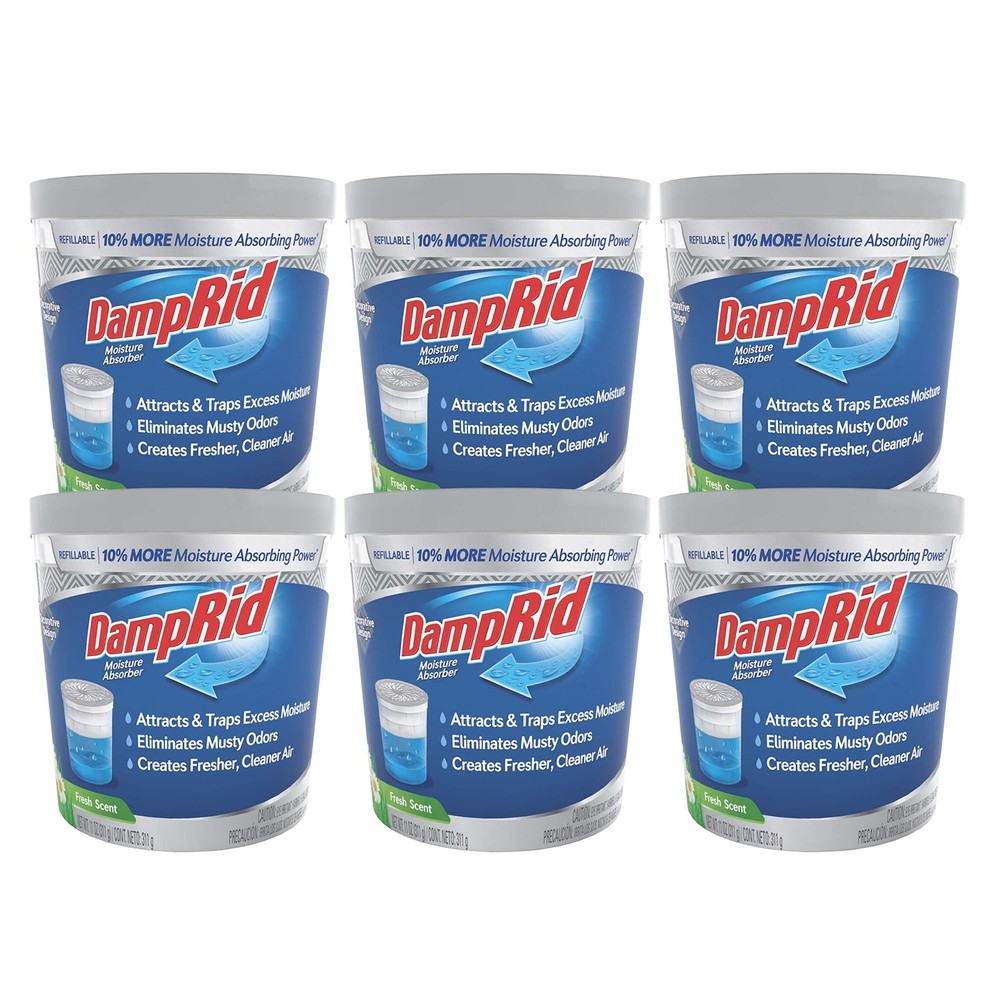DampRid Refillable Moisture Absorber, 11 oz., 6-Pack - Fresh 6 pack, Blue