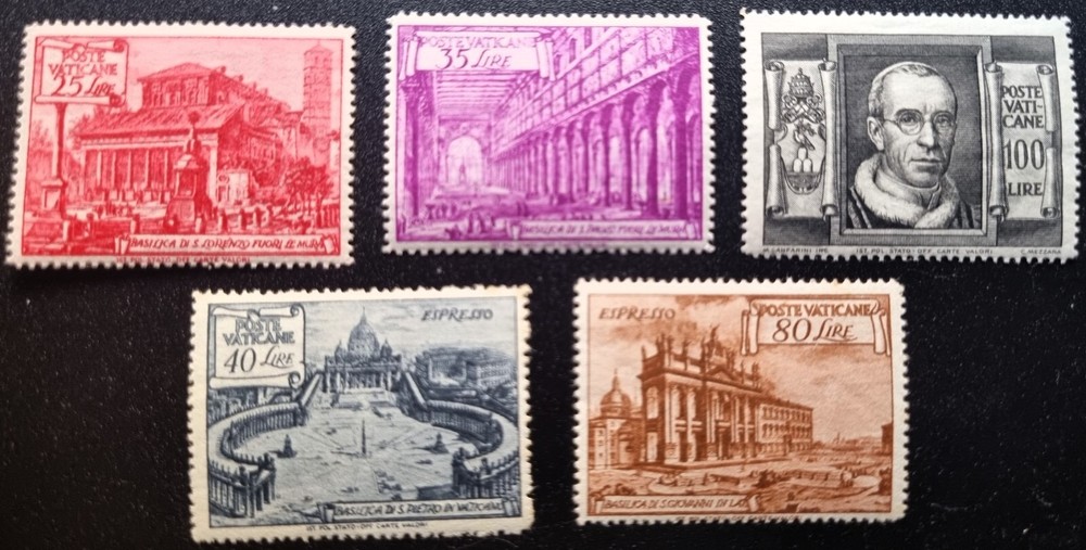 Vatican 1949 MNH Basilicas 3 Key Values PO + 2 Express