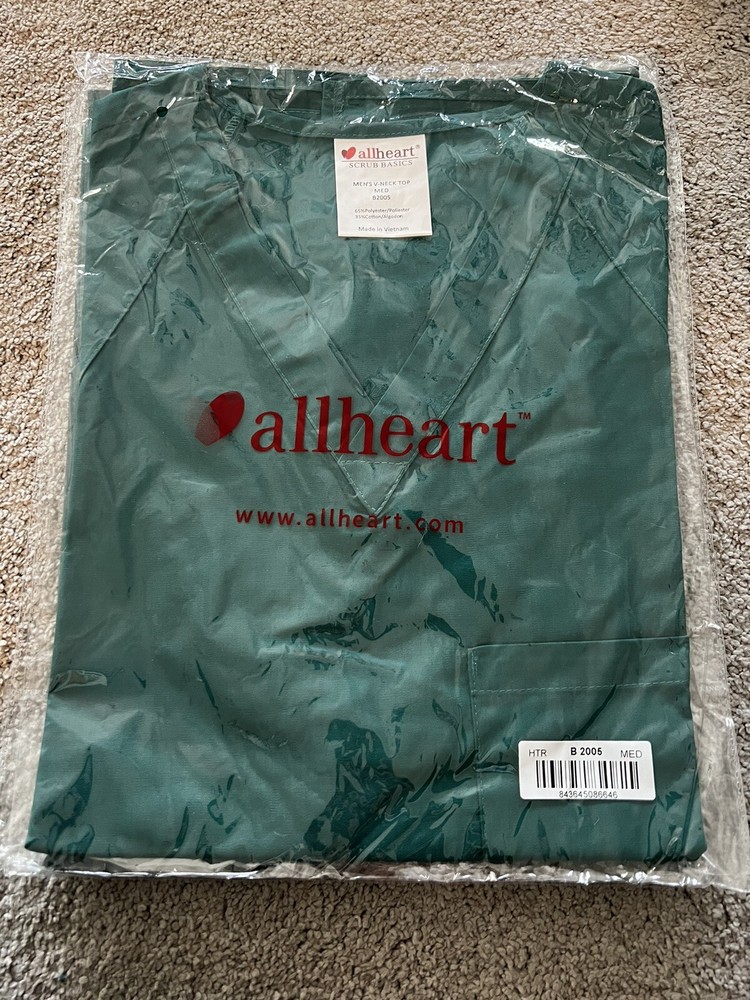 Allheart Mens Scrubs Basics Size Medium Hunter Green Top