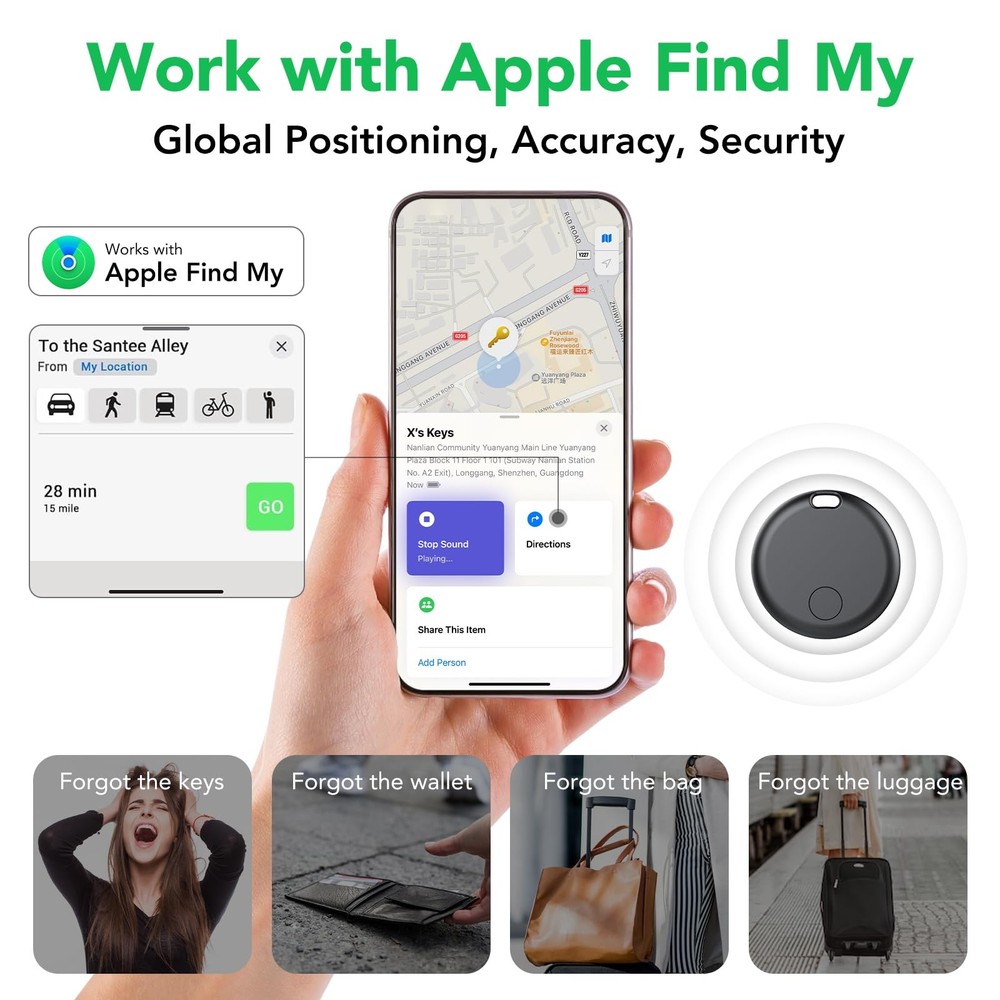 Air Tracker Tags4 Pack Smart Bluetooth Tracker, Item Finder Works with Apple ...