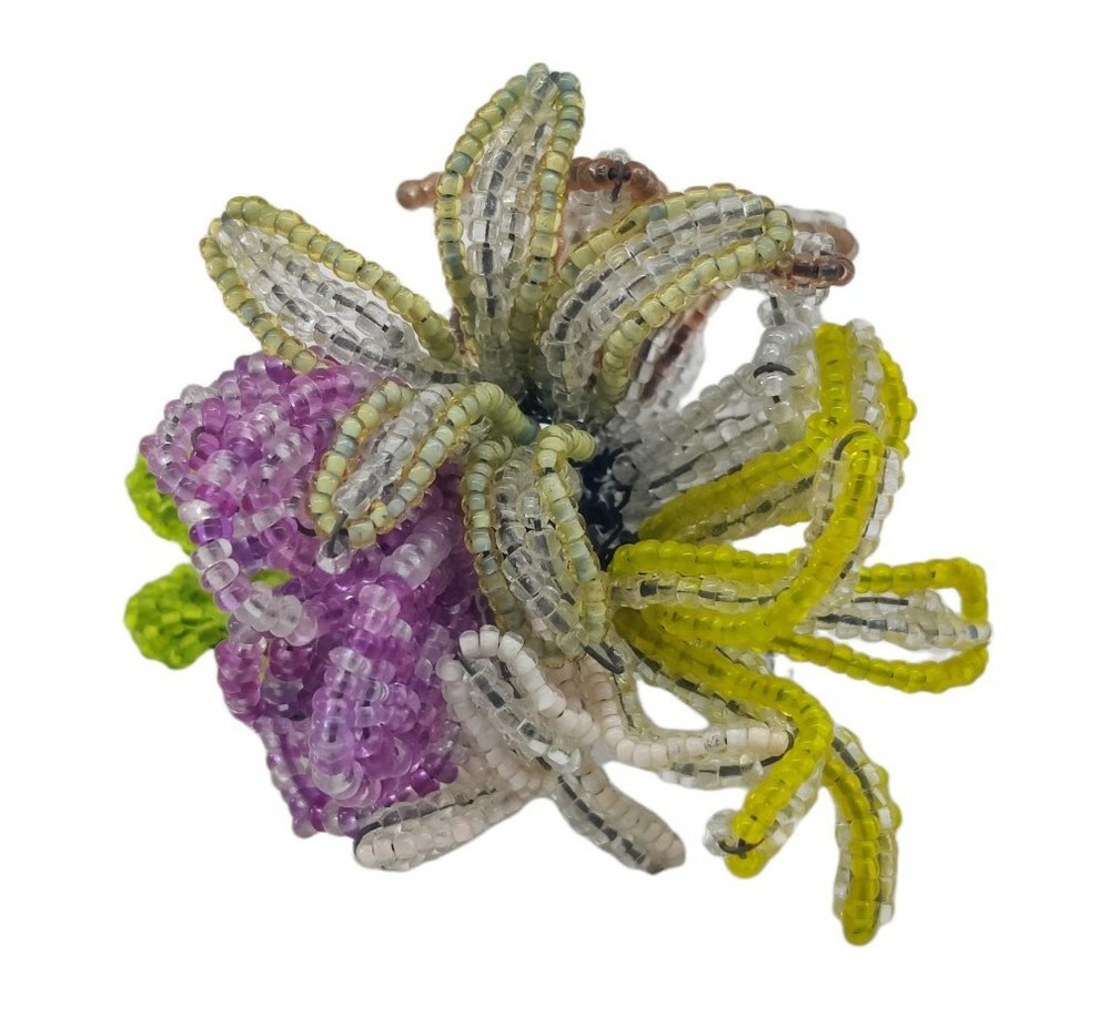 French Seedbead Handmade Ring Floral