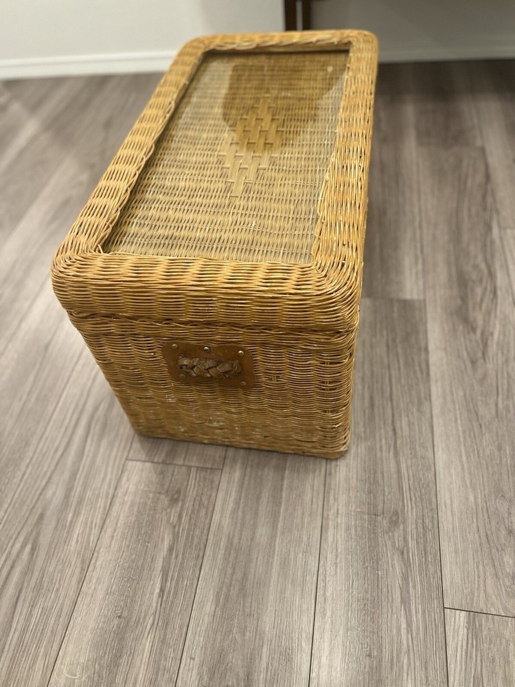 Wicker Storage Chest With Glass Top