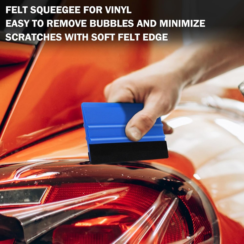 WRAPXPERT Blue Felt Squeegee,2 Pcs Squeegee for Vinyl,Medium Hardness