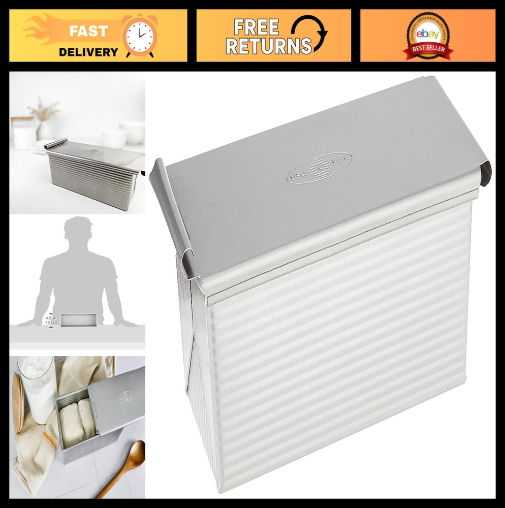 Nonstick Pullman Loaf Pan with Cover, 9x4 inch, Aluminized Steel, Quick Release