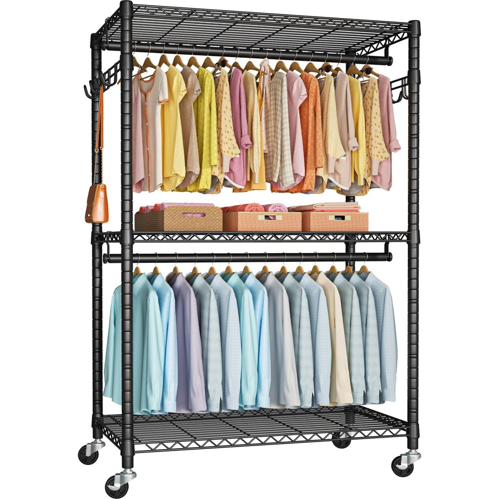 P1 Plus Rolling Clothes Rack, 22mm Diameter Heavy Duty Garment Rack with Whee...