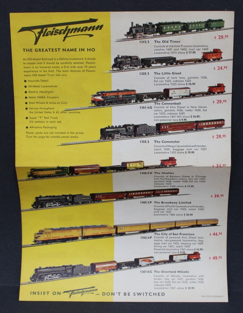 Vintage Fleischmann HO Train Catalog 1956 w/ order blank envelope insert