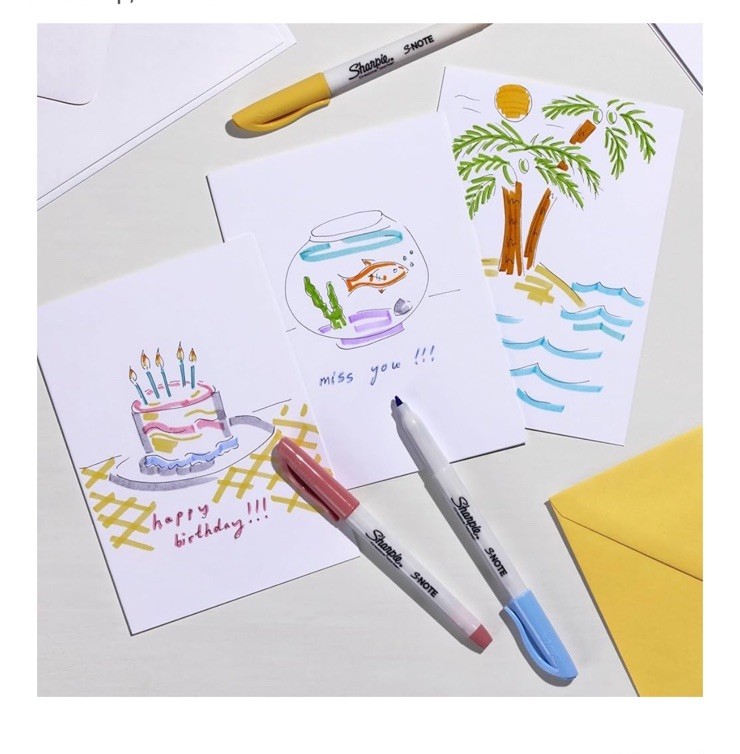 2x Sharpie S•note Markers Chisel Tip Creative Precise Broad Versatile No Bleed