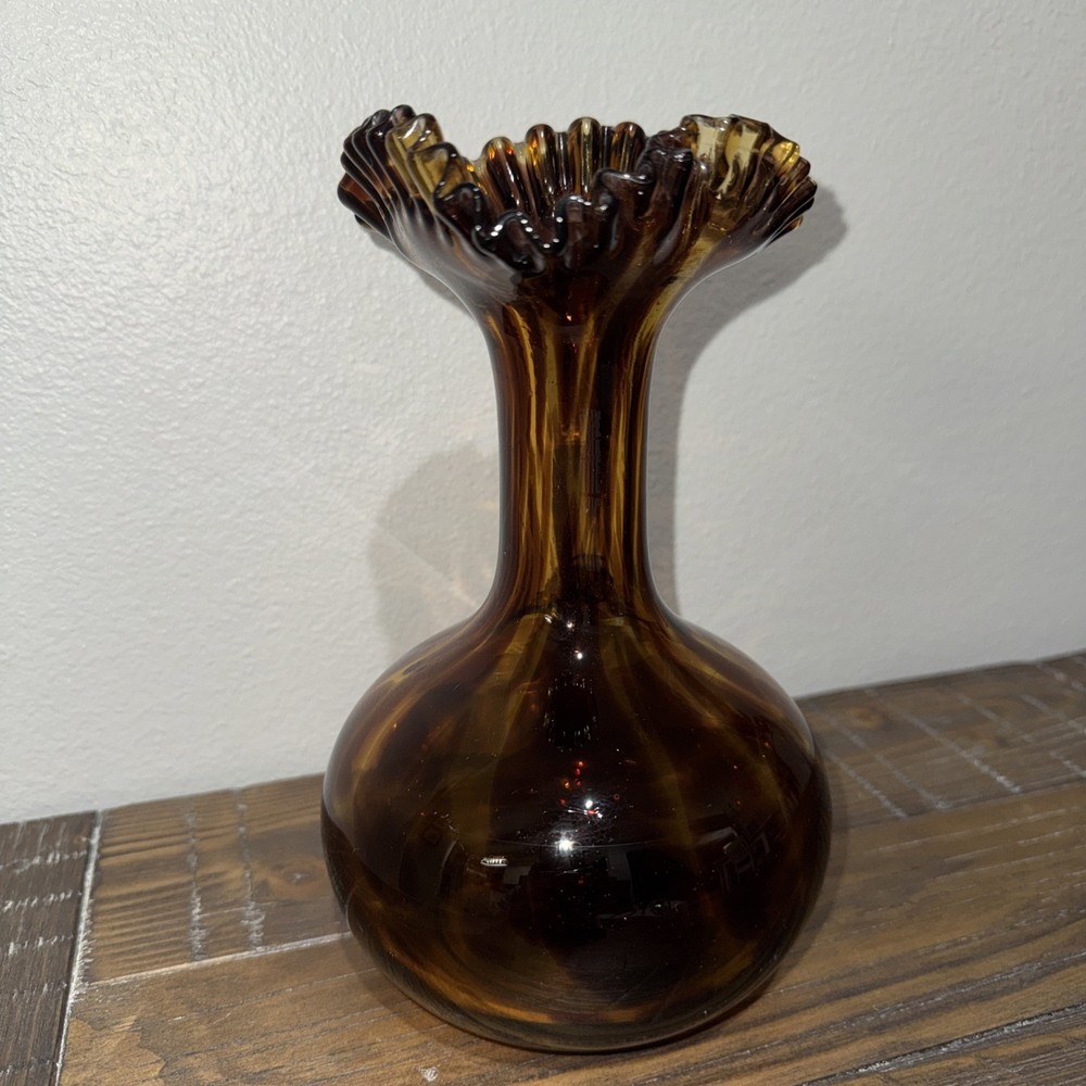 Tortoise Shell Glass Pitcher - 9" Tall - A33184
