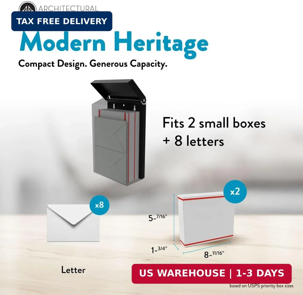 Architectural Mailboxes Modern Heritage™ Vertical Wall-Mounted Mailbox for Outsi