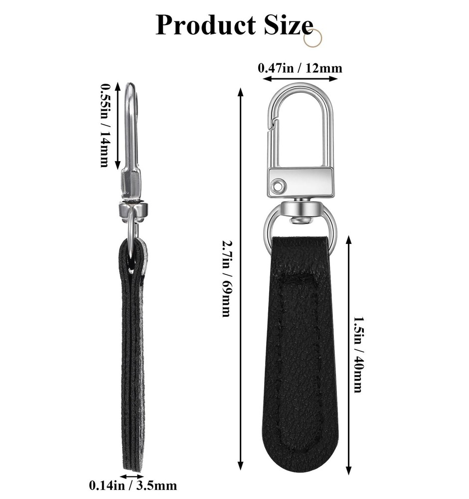 8 Pcs Zipper Pull Leather, Black Detachable Zipper Pull Replacement for Purse...