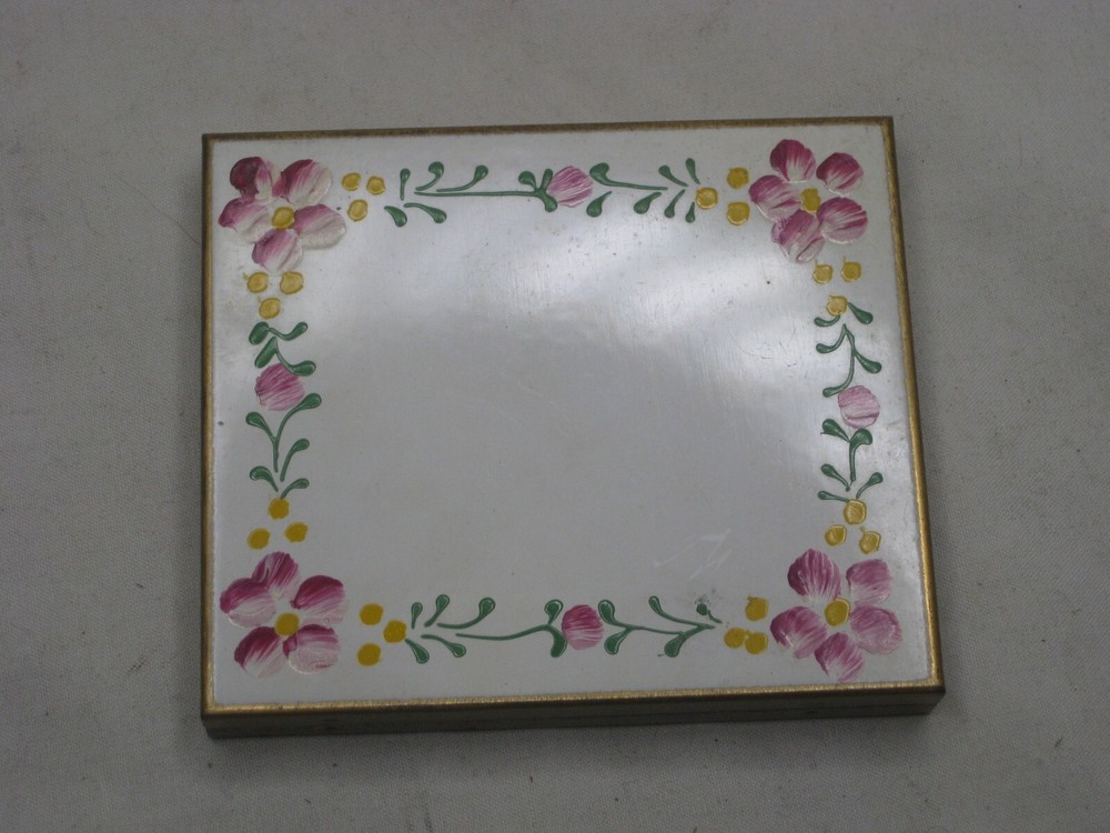 vintage compact photograph frame old painted hinged folding photo display box