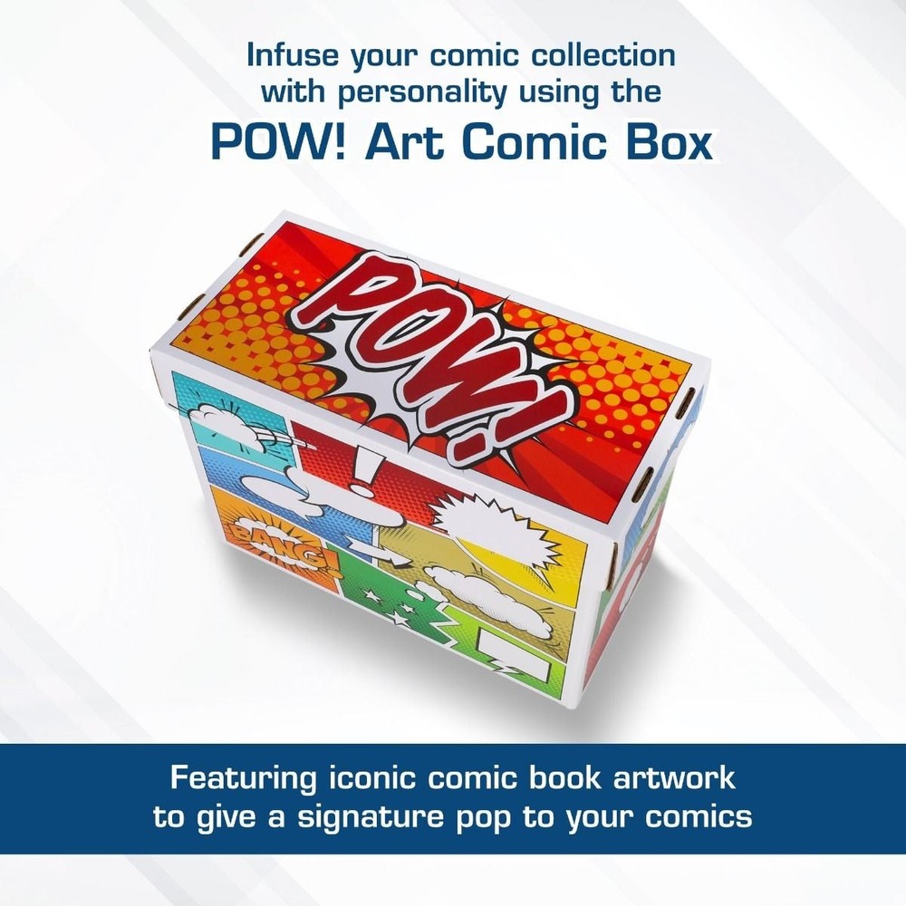 2 BCW Short Comic Storage Boxes with Pow Art