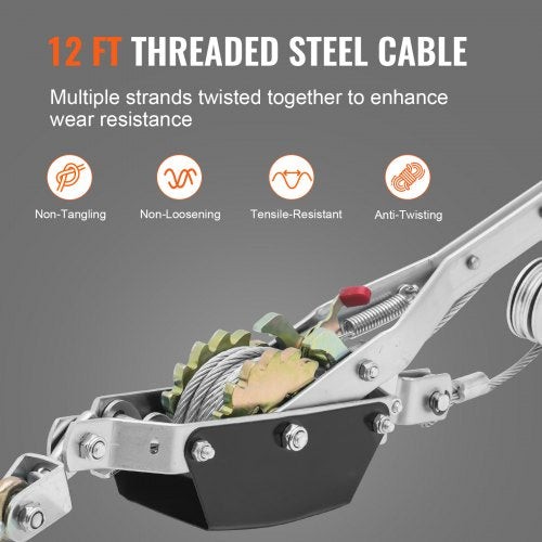 Come Along Winch 2 Ton 4409 lbs Pulling Capacity 12 ft Steel Cable 2