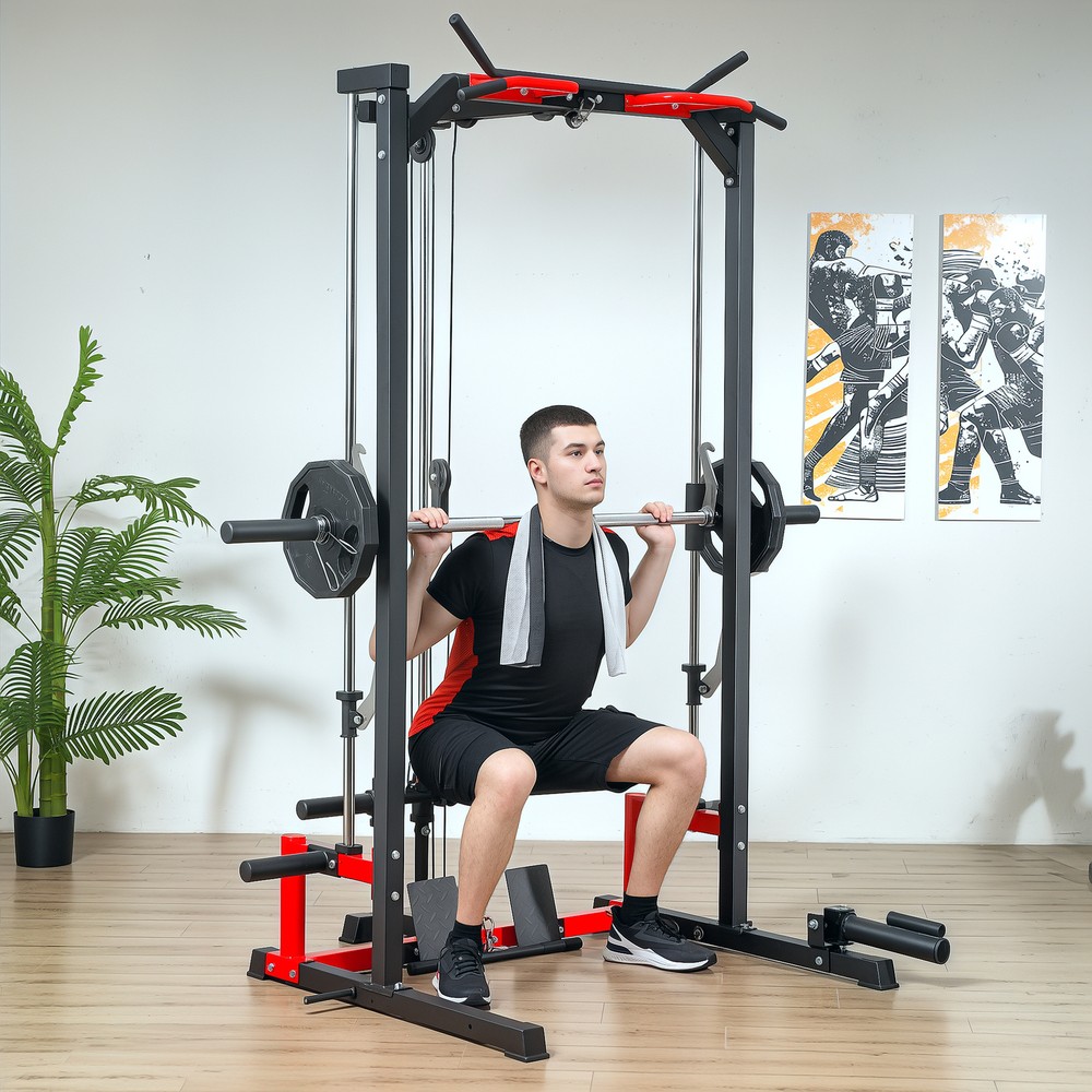 Soozier Smith Machine, Multi-Function Power Cage with Lat Pull Down System
