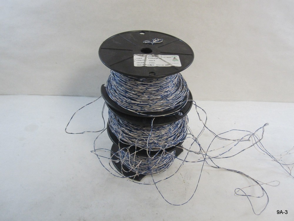 24AWG Solid Conductor Cross-Connect Wire Blue/White 3 Rolls 2000'~