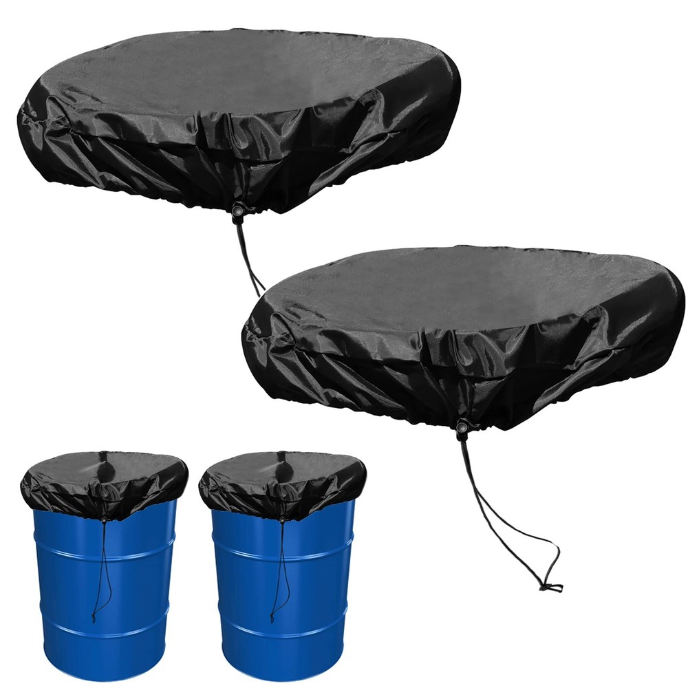 55 Gallon Drum Cover - 2 PACK Stretchable Adjustable Drum Cover with Drawstri...