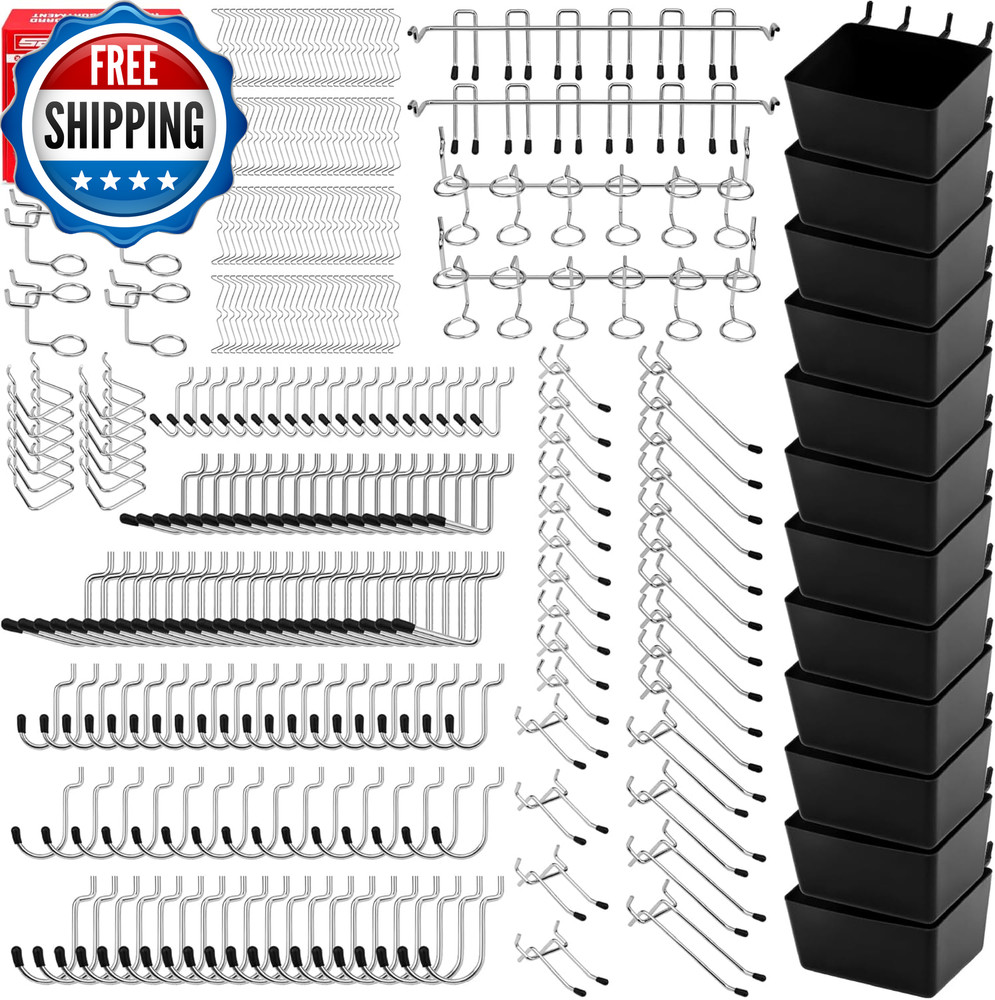 300 Piece Pegboard Hook Set Pegboard Organizer Accessories for Hanging...